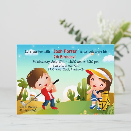 KinderGolf-Einladung Einladung (Stehend Vorderseite)