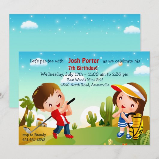 KinderGolf-Einladung Einladung (Vorne/Hinten)