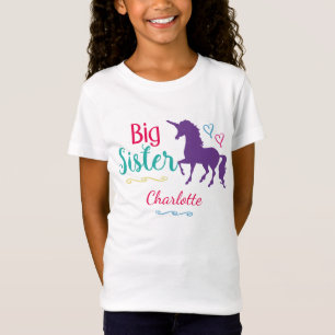 Kindergroße Schwesterunicorn-hübsche bunte T-Shirt