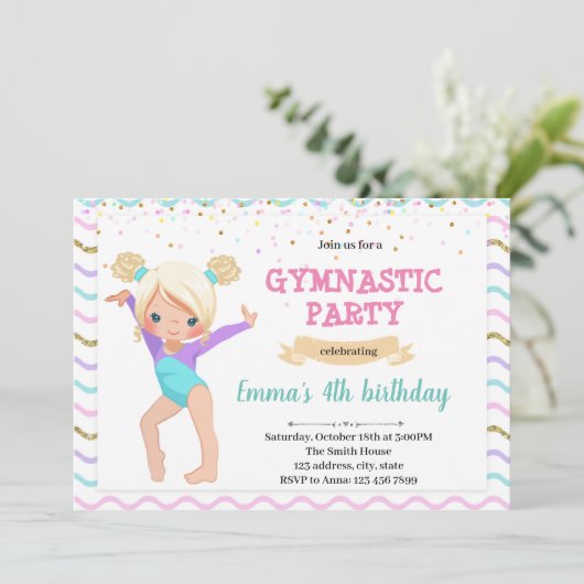 Kindergymnastik-Party Einladung (Stehend Vorderseite)