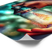 Kinderhandschuhe, die Weihnachtslattern halten Poster (Ecke)