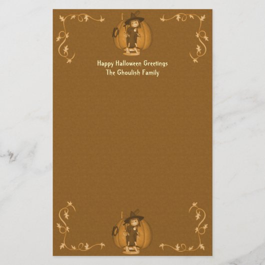 Kinderhexe-Briefpapier Halloweens gruseliges Briefpapier (Vorderseite)