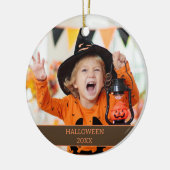 KinderhornHalloween Foto Datum Keramik Ornament (Links)