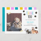 Kinderhunde Geburtstag Dankeschön Karte Party (Vorne/Hinten)