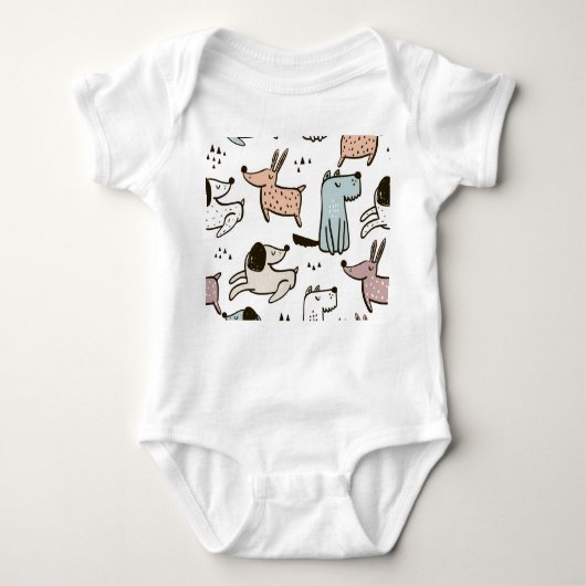 Kinderhunde, handgezeichnet, trendy Muster. Baby Strampler (Vorderseite)