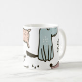 Kinderhunde, handgezeichnet, trendy Muster. Kaffeetasse (VorderseiteRechts)