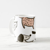 Kinderhunde, handgezeichnet, trendy Muster. Kaffeetasse (Vorderseite Links)
