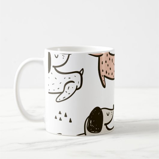 Kinderhunde, handgezeichnet, trendy Muster. Kaffeetasse (Links)