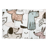 Kinderhunde, handgezeichnet, trendy Muster. Kissenbezug (Rückseite)