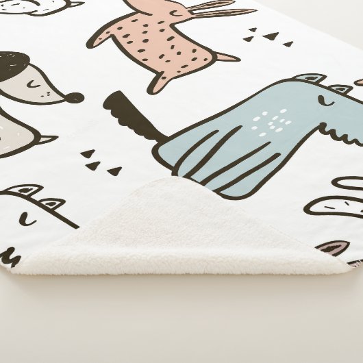 Kinderhunde, handgezeichnet, trendy Muster. Sherpadecke (3/4)