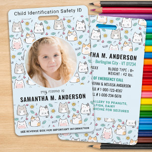 Kinderidentifikation Süße Katze Kinder Foto Notfal Ausweis