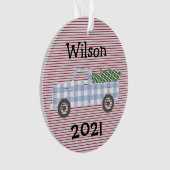 Kinderjahr im Nachhinein mit blauem LKW Ornament (Vorderseite)