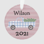 Kinderjahr im Nachhinein mit blauem LKW Ornament (Vorderseite)