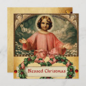 KINDERJESUS MIT ANGELN UND CHRISTMAS KROWNS EINLADUNG (Vorne/Hinten)