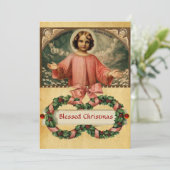 KINDERJESUS MIT ANGELN UND CHRISTMAS KROWNS EINLADUNG (Stehend Vorderseite)