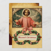 KINDERJESUS MIT ANGELN UND CHRISTMAS KROWNS EINLADUNG (Vorne/Hinten)