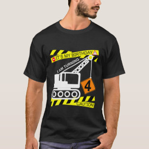 Kinderjunge Bauwagen 4. Geburtstagsgeschenk für T-Shirt