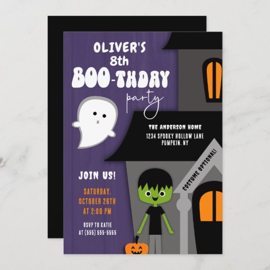 Kinderjunge Halloween Geburtstagsparty Einladung (Vorne/Hinten)