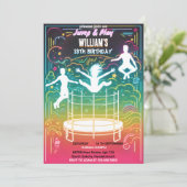 Kinderjungen cool Trampolin Park 13. Geburtstag Einladung (Stehend Vorderseite)