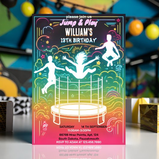 Kinderjungen cool Trampolin Park 13. Geburtstag Einladung