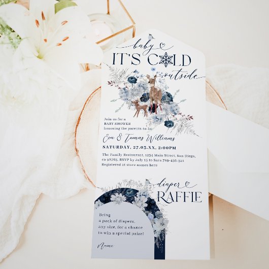 Kinderkälte außerhalb Winter Blumenstrauß Baby Dus All In One Einladung