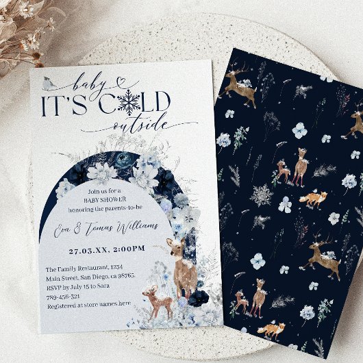 Kinderkälte außerhalb Winter Blumenstrauß Baby Dus Einladung