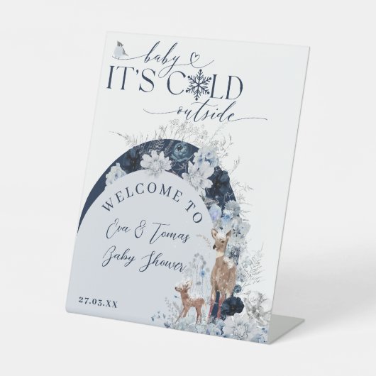 Kinderkälte außerhalb Winter Blumenstrauß Baby Dus Sockelschild (Vorderseite)