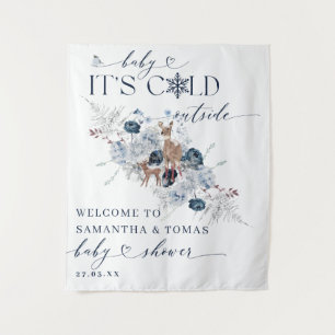 Kinderkälte außerhalb Winter Blumenstrauß Baby Dus Wandteppich