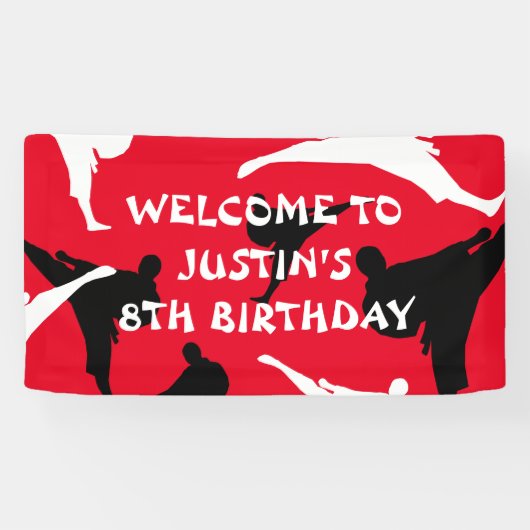 Kinderkarate Thema Geburtstagsparty Begrüßungsbann Banner (Horizontal)