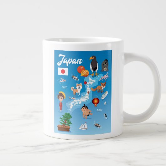 Kinderkarte Cartoon Japan Jumbo-Tasse (Rechts)