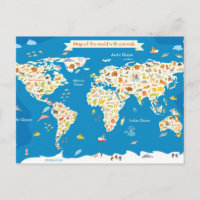Kinderkarte der Welt mit Tieren