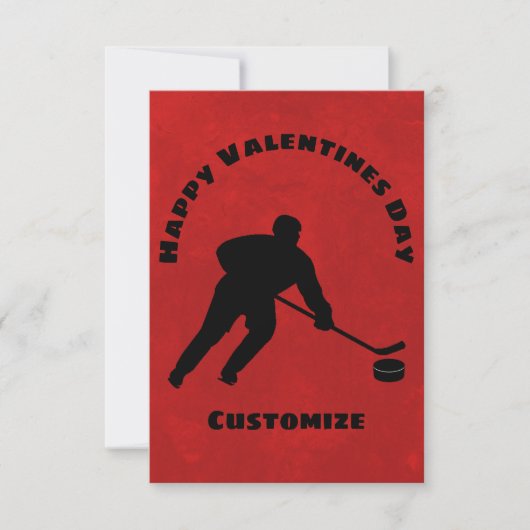 Kinderkarte des Happy Valentines Day Hockey Player RSVP Karte (Vorderseite)