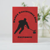 Kinderkarte des Happy Valentines Day Hockey Player RSVP Karte (Stehend Vorderseite)