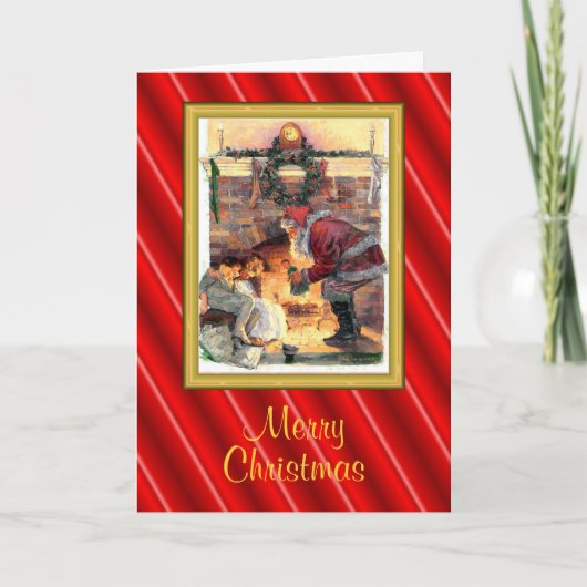 Kinderkarte des Weihnachtsmanns Feiertagskarte (Vorderseite)