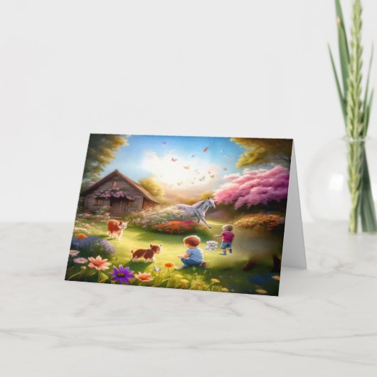 Kinderkarte für Senioren an Betreuungsplätzen Dankeskarte (Vorderseite)