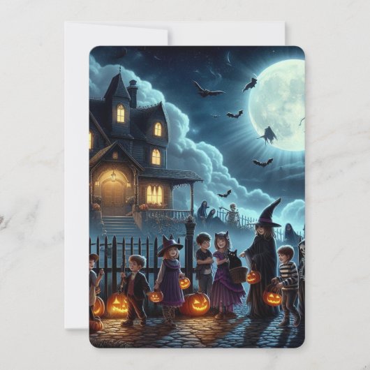 Kinderkarte Halloween extravagantes Party Einladung (Vorderseite)