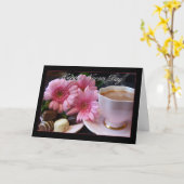 Kinderkarte mit Tee, Schokolade und Blume Karte (Gelbe Blume)