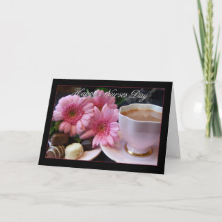 Kinderkarte mit Tee, Schokolade und Blume Karte