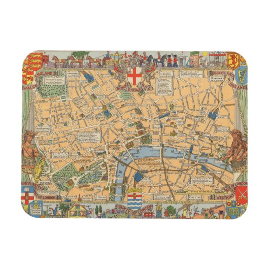 Kinderkarte von London, England Magnet (Horizontal)