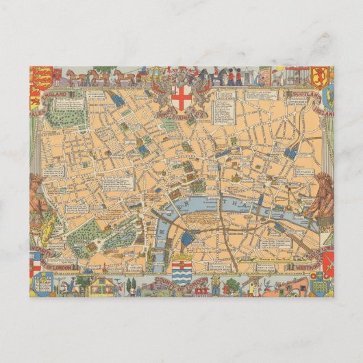 Kinderkarte von London, England Postkarte (Vorderseite)