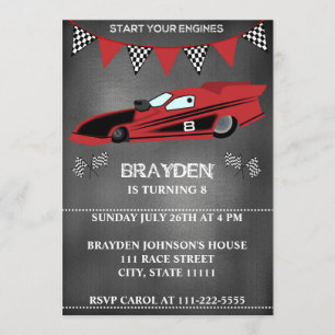 Kinderkarton-Rennwagen Geburtstag Einladung