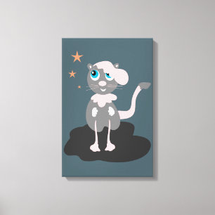 Kinderkatze Illustration Süße Cartoon-Kitty Leinwanddruck