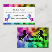 Kinderkinderentertainer-Einhorn-Farbregenbogen Visitenkarte (Vorne/Hinten)