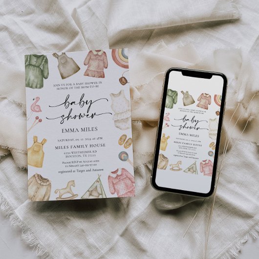 Kinderkleidung Einladung zur Kinderdusche