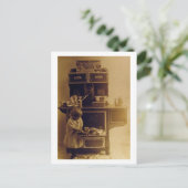 Kinderkochen Alt modischer Stove Vintag Postkarte (Stehend Vorderseite)