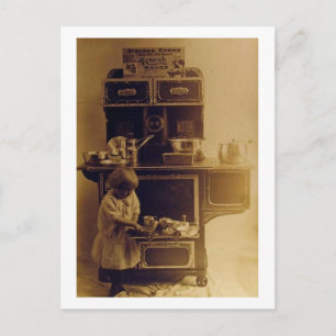 Kinderkochen Alt modischer Stove Vintag Postkarte