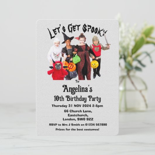 Kinderkostüm Geburtstagseinladungskarte Einladung (Stehend Vorderseite)