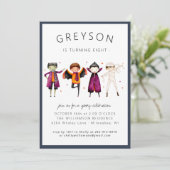 Kinderkostüm Geburtstagsparty Einladung (Stehend Vorderseite)