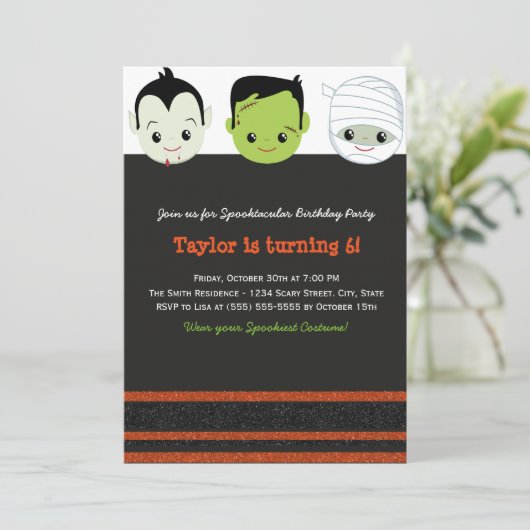 Kinderkostüm Halloween Geburtstag Einladung VI (Stehend Vorderseite)