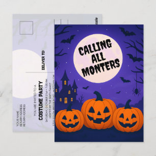 Kinderkostüm Party Halloween Einladung Postkarte